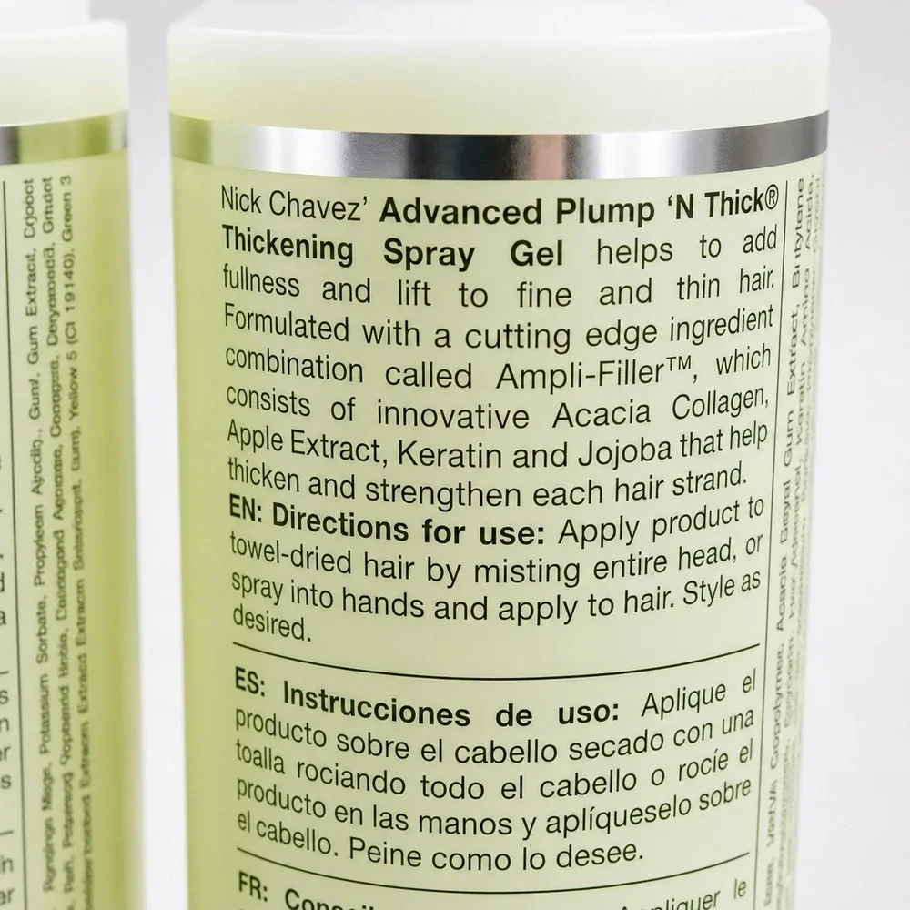 2 Nick Chavez Beverly Hills Advanced Plump N Thick Thickening Spray Gel 8 oz NEW